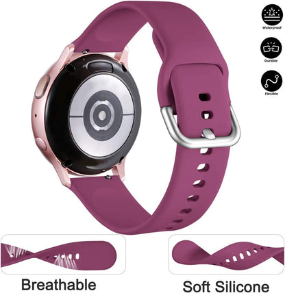 Lerobo 3 Pack Pulseiras de Silicone para Galaxy Watch, 20mm P (Branco/Cinza/Vinho)