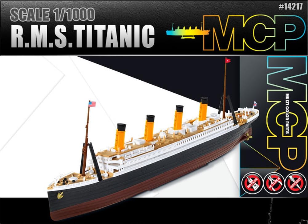 Academy 1/1000 R.M.S. Titanic Modelo de Montagem - Branco, Vermelho e Preto