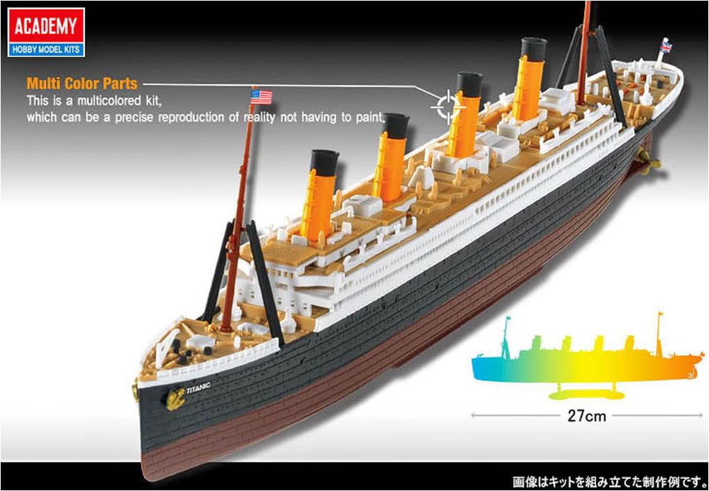 Academy 1/1000 R.M.S. Titanic Modelo de Montagem - Branco, Vermelho e Preto