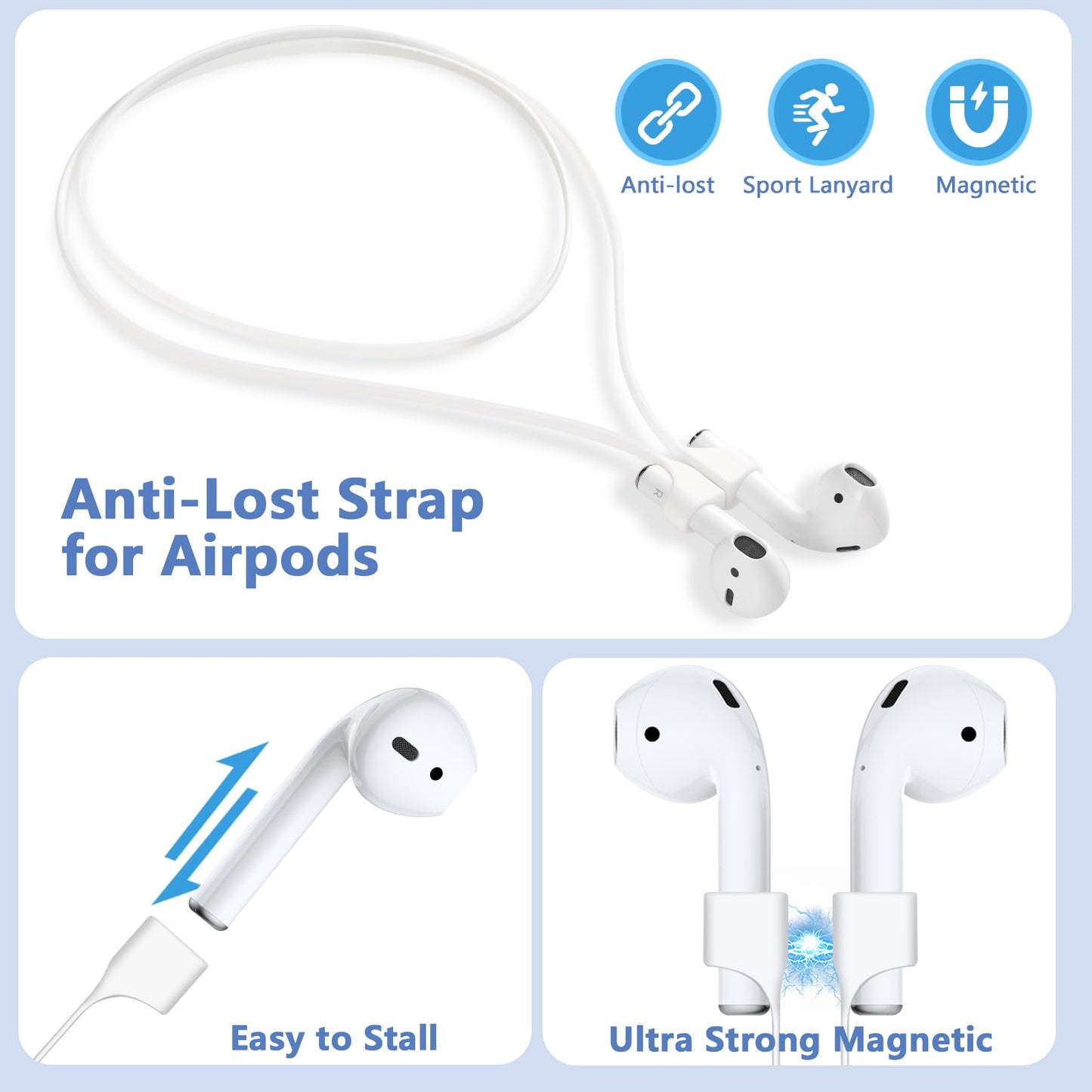 Lerobo Capa p/ AirPods 1/2 c/ Kit Limpeza e Cordão Anti-Perda ( Laranja)