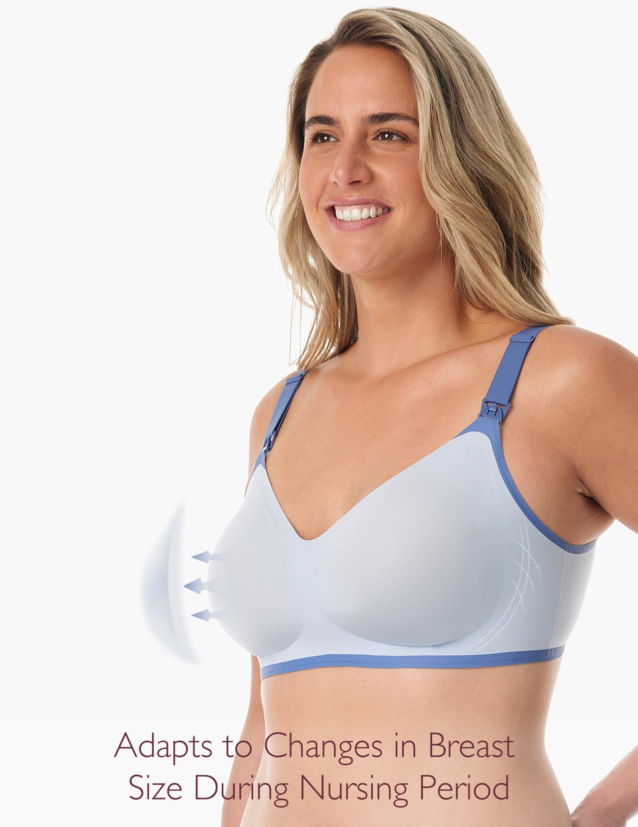 Momcozy Sutiã Amamentação V Neck Azul Fog Grande Sem Aro Confortável e Respirável