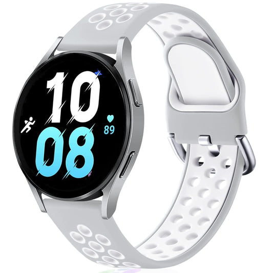 Lerobo Pulseira 20mm para Samsung Galaxy Watch, Silicone G (Cinza e Branco)