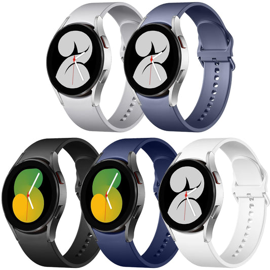 Lerobo 5 Pulseiras Silicone p/ Galaxy Watch 7/6/5/4/Classic/Active 2 (Cores Variadas)