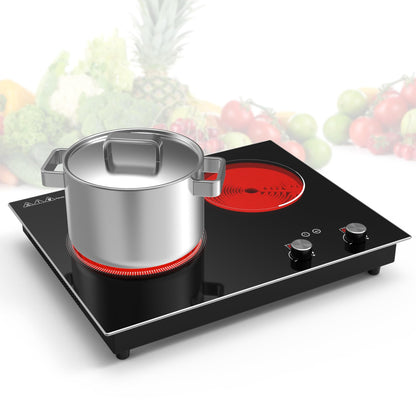 VBGK Cooktop Elétrico Duplo 3000W com 10 Níveis de Aquecimento e Timer (Preto)