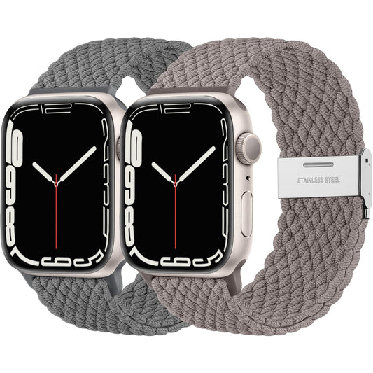 Lerobo 2 Pack Pulseiras Trançadas Solo Loop p/ Apple Watch (DarkGray/Stone)