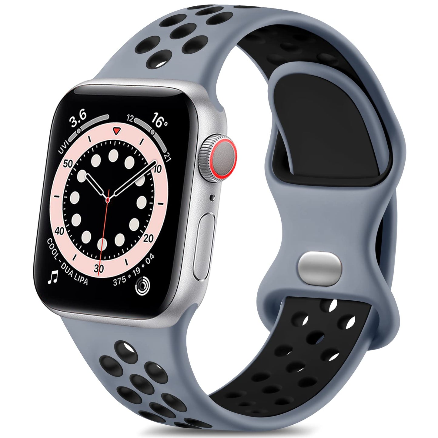 Lerobo Pulseira Silicone p/ Apple Watch 38-49mm (Obsidiana/Preto)