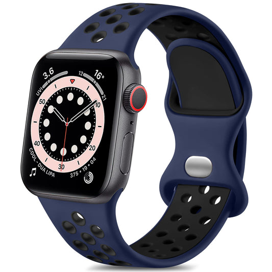 Lerobo Pulseira Esportiva p/ Apple Watch 38-49mm (Azul Meia-noite/Preto)