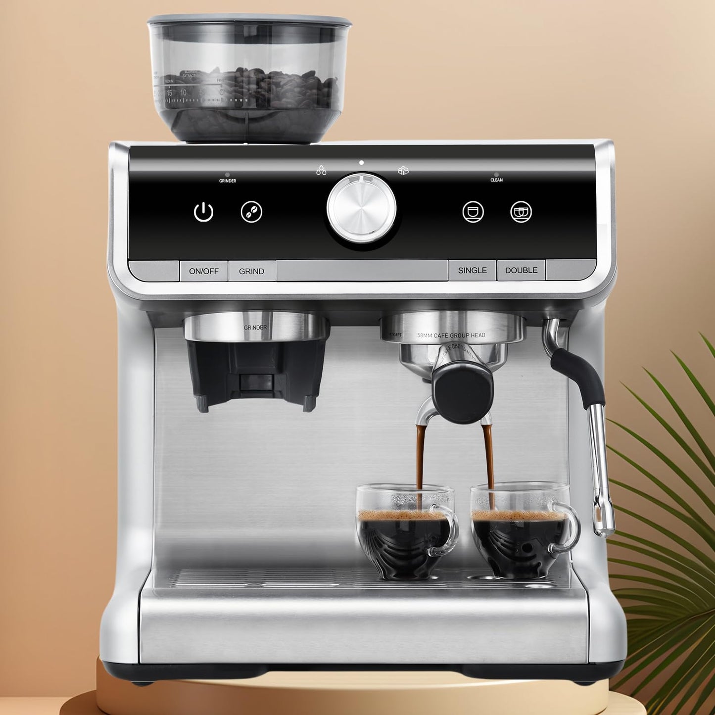 Takywep Máquina de Espresso 20 Bar Aço Inox Prata com Vaporizador