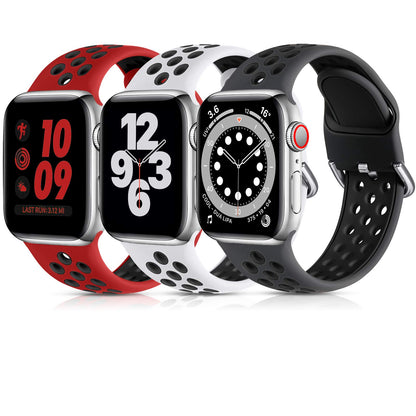 Lerobo Kit 3 Pulseiras para Apple Watch 38-41mm (Preto Antracite/Preto, Branco/Preto, Vermelho/Preto)