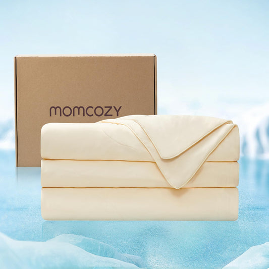 Momcozy Edredom Cooling King, Leve e Respirável, Bege Amarelo