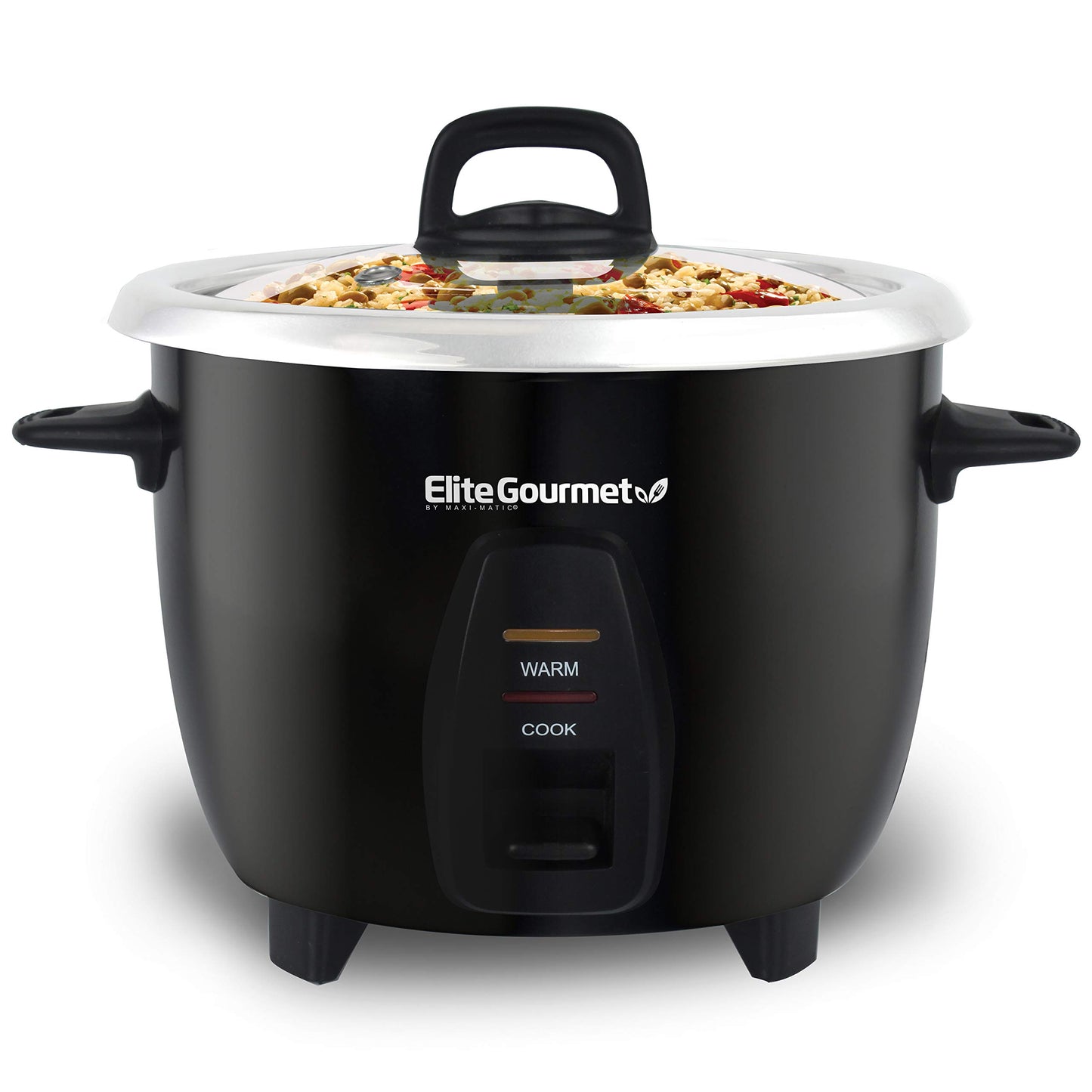 Elite Gourmet Panela Elétrica de Arroz 10 Xícaras com Panela de Aço Inox (Preto)