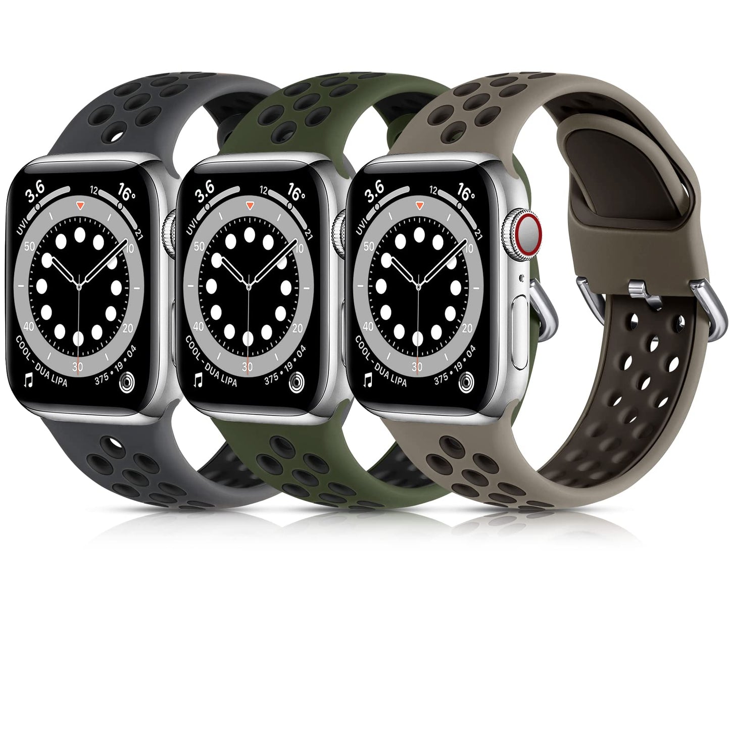 Lerobo 3 Pack Pulseiras Esportivas Silicone p/ Apple Watch