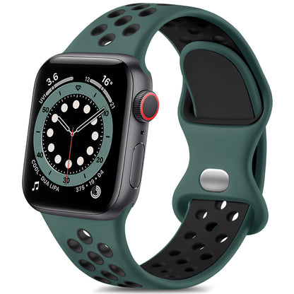 Lerobo Pulseira Silicone p/ Apple Watch 38-49mm (Verde/Preto)