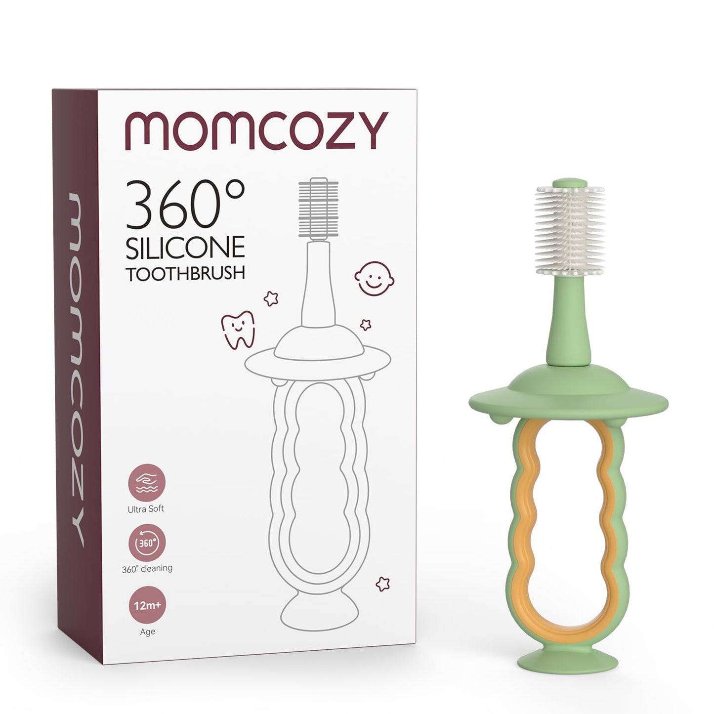 Momcozy Escova de Dentes Infantil Ultra Macia para Bebê, Verde