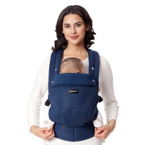 Momcozy Canguru Ergonom. Air Mesh Azul, Suporte Lombar P/ 3-24 Meses