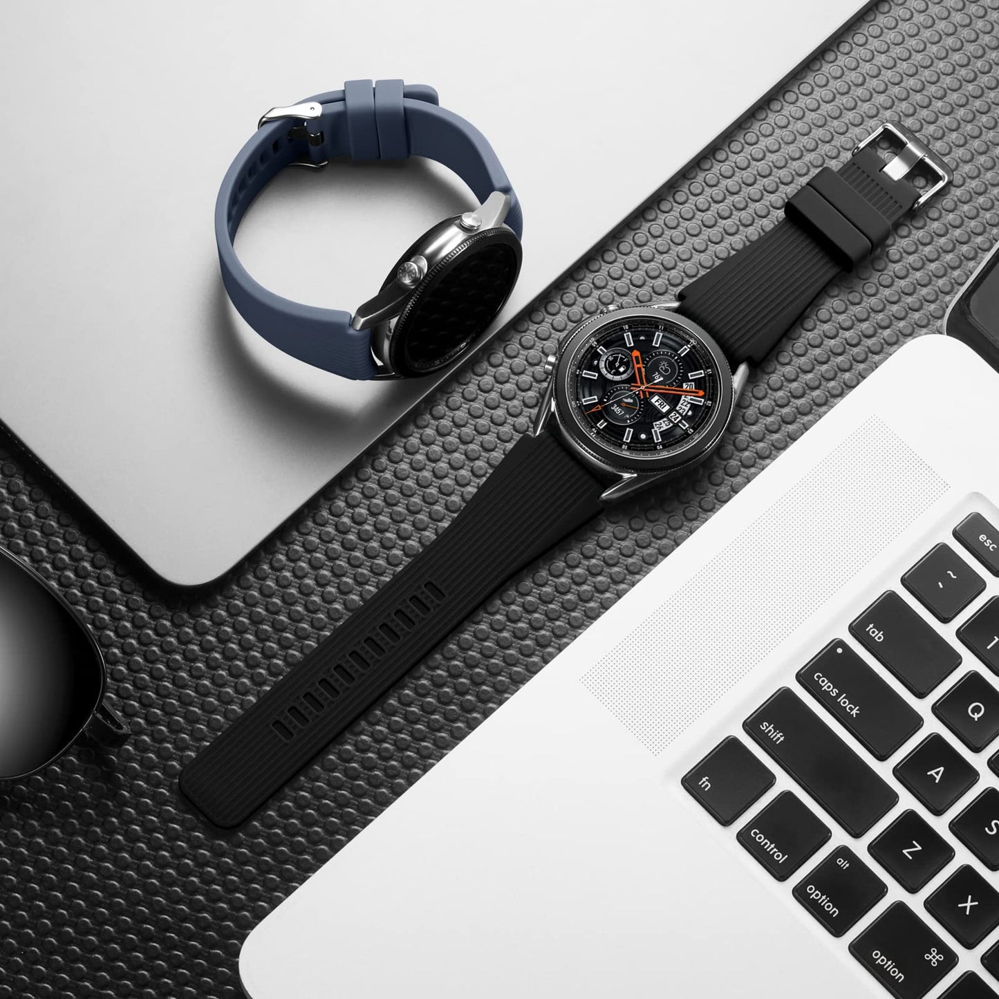 Lerobo 2 Pulseiras Silicone 22mm Compatível Galaxy Watch 3/46mm/Gear S3 (Preto/Azul)