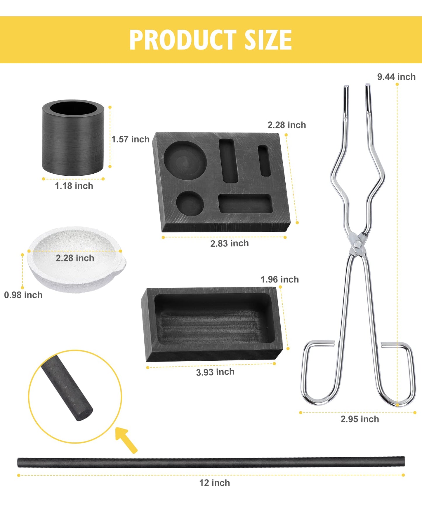 Takywep Kit de Fundição e Derretimento de Metais 7 Peças em Grafite