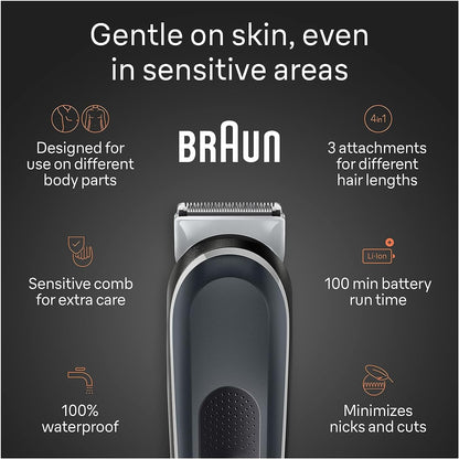 Braun Body Groomer 5 BG5340 para Homens com Tecnologia SkinShield (Preto)