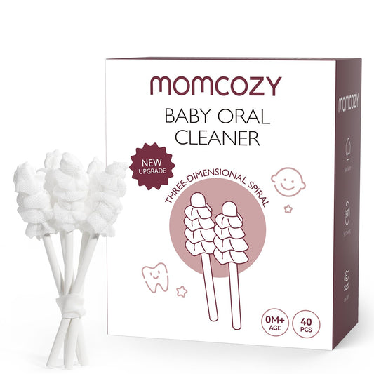 Momcozy Limpador de Língua e Escova Dental Descartável para Bebês, 40 Unidades