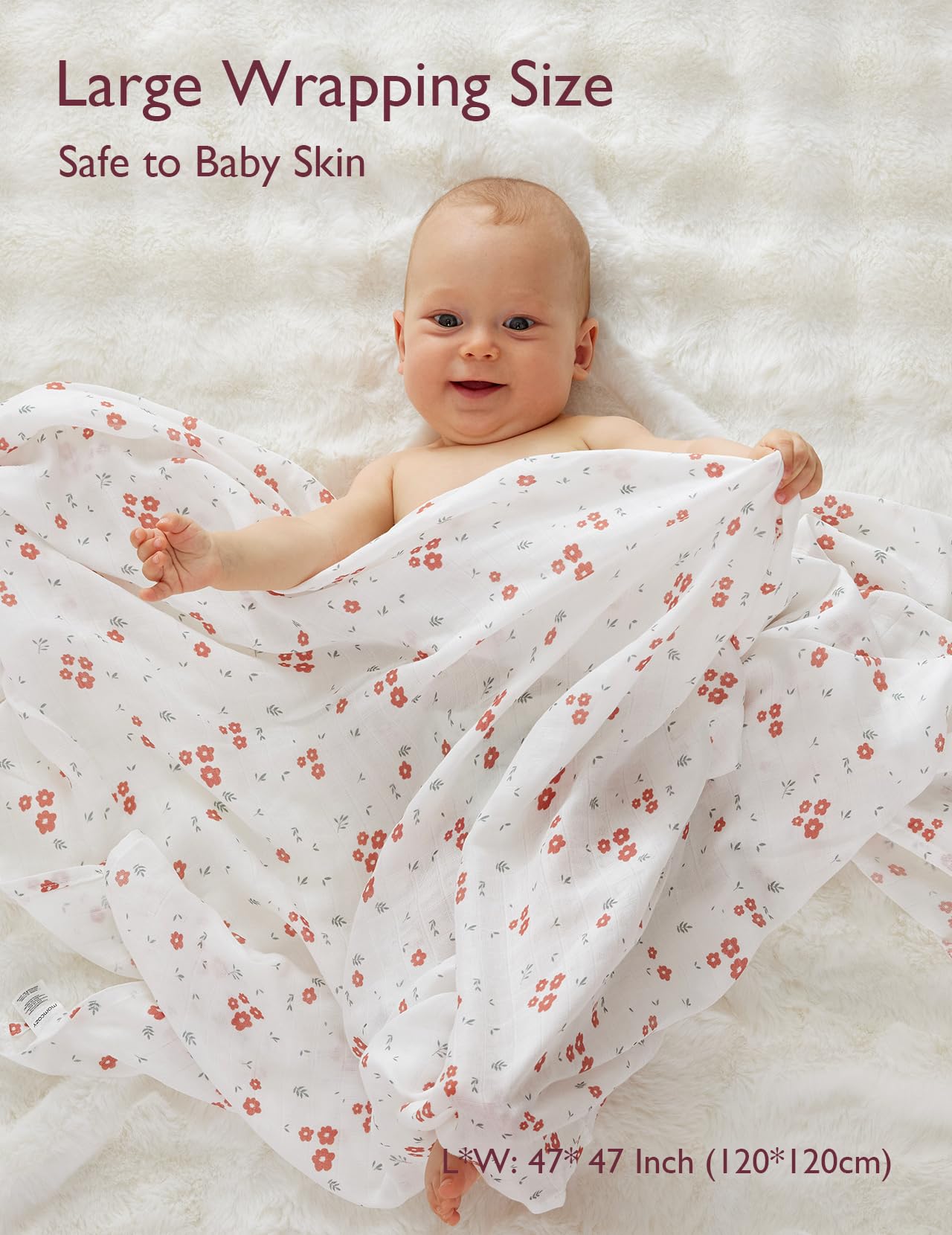 Momcozy Manta Swaddle de Musselina 4 Unid Floral Vermelho