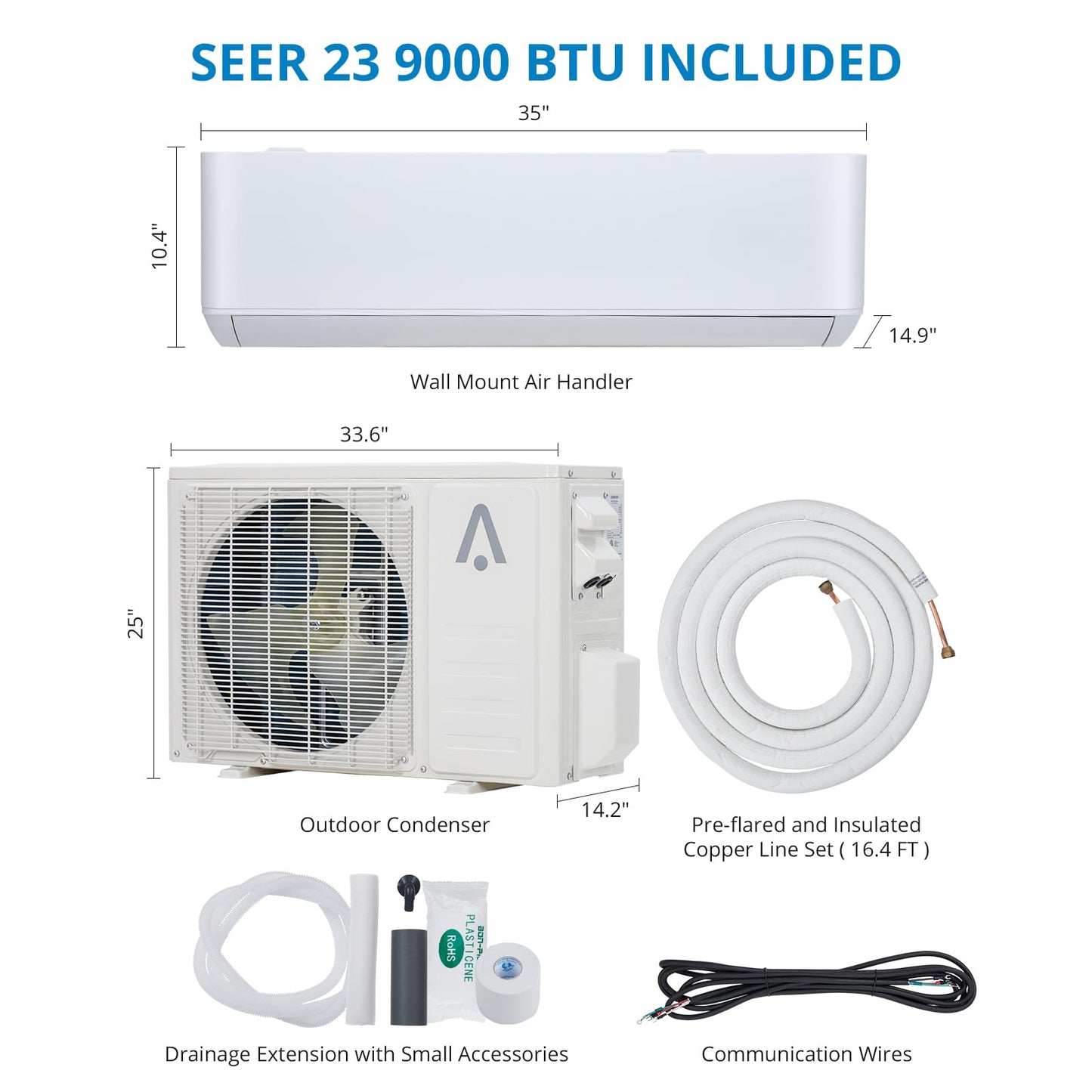 Takywep Ar Condicionado Split 9000 BTU Branco 41 m² 23 SEER2 WiFi