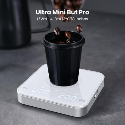 Maestri House Mini Balança de Café Recarregável com Timer, 2Kg, Branca/Prata