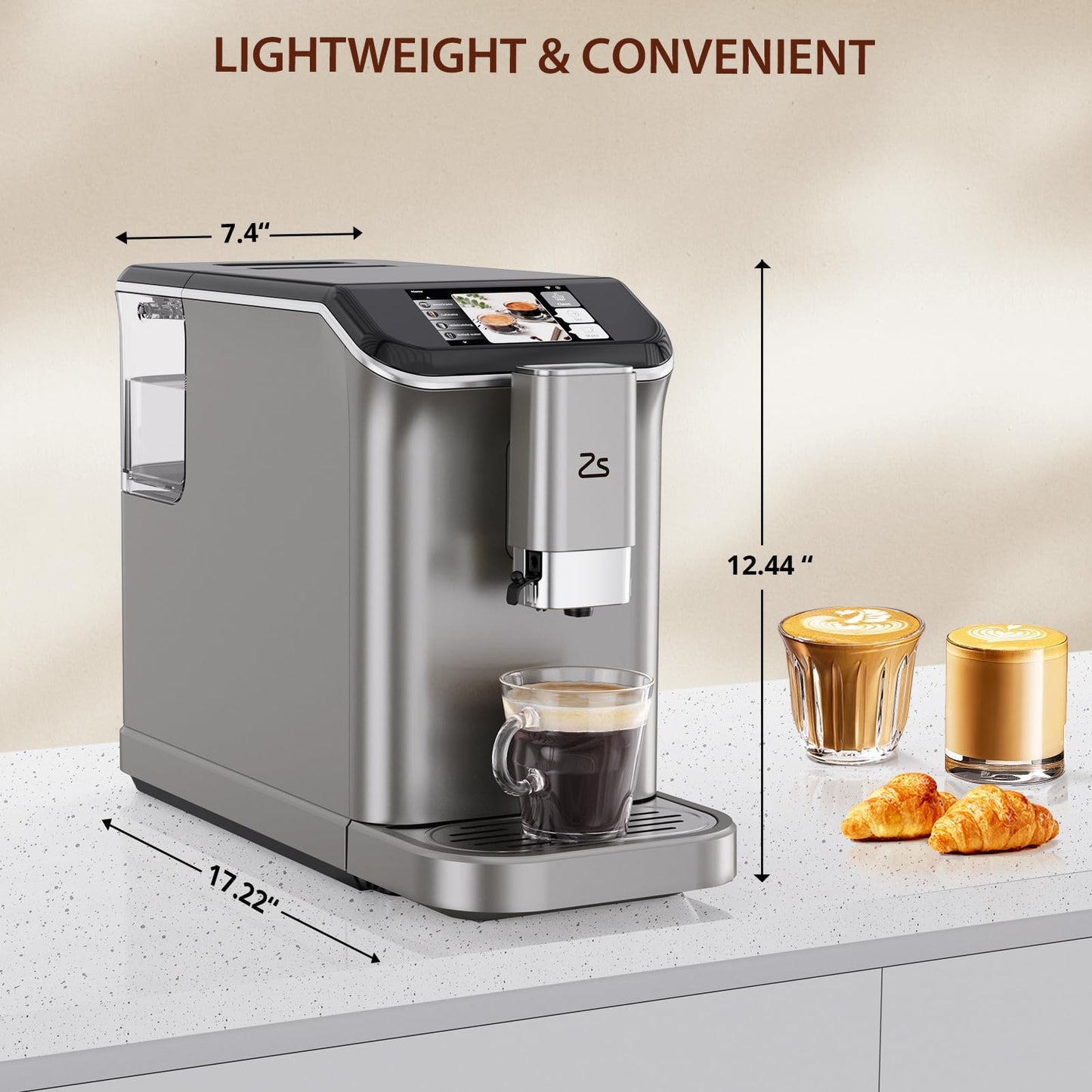 Takywep Máquina de Espresso Automática 20-Bar com Moedor e Espumador de Leite (Prata)