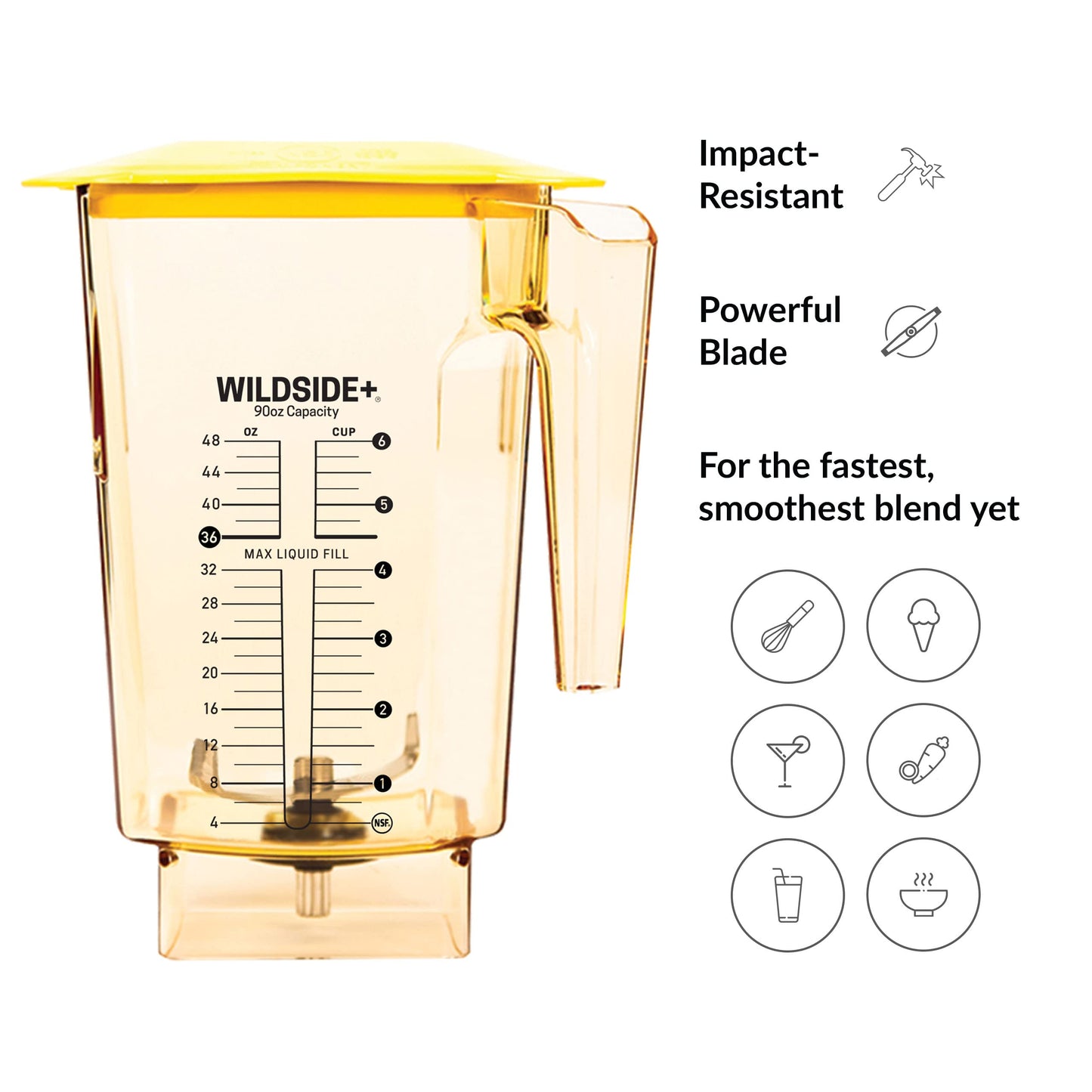 Jarra Blendtec WildSide+ 2,6L para Liquidificadores Comerciais (Amarelo)