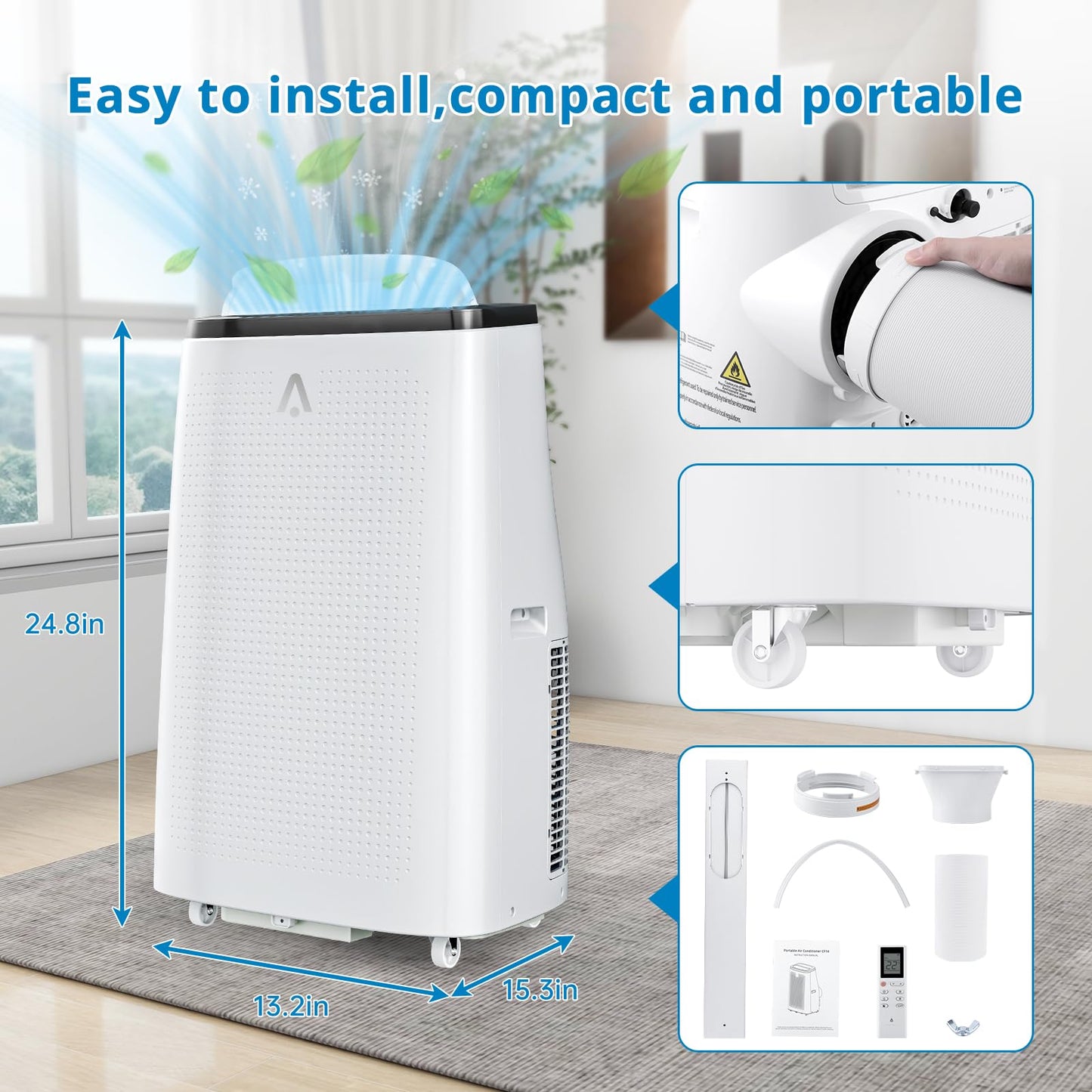 Takywep Ar-Condicionado Portátil 14.000 BTU 3 em 1 com Controle Remoto