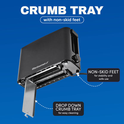 Elite Gourmet Torradeira 1 Fatia com Controle de Níveis e Bandeja de Migalhas (Preto)