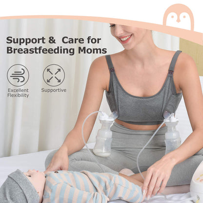 Momcozy Pumping Bra, 3 Peças (Preto, Cinza, Pele) para Amamentação e Extração