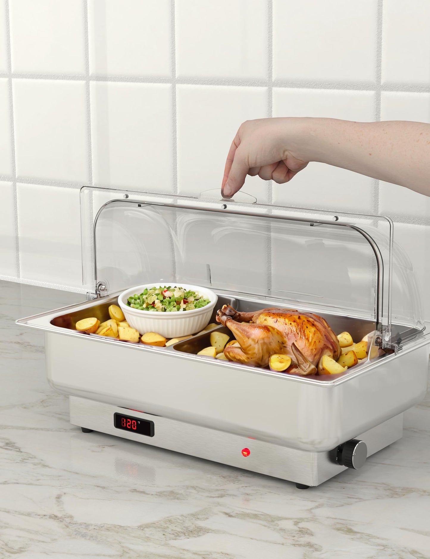 Takywep Réchaud Elétrico 9 Qt Aço Inox Prata com Tampa Rolante