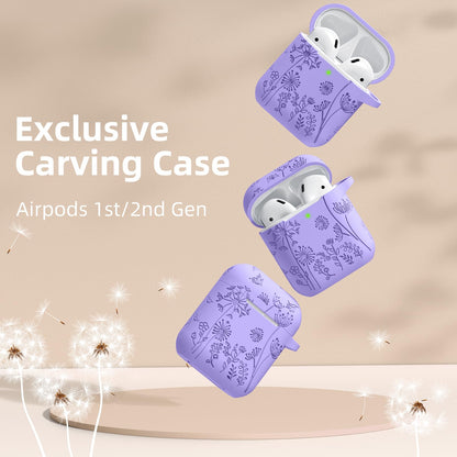 Lerobo Capa Protetora de Silicone Gravada para AirPods 1/2 (Azul Violeta)