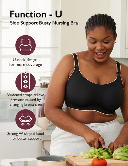 Momcozy Sutiã de Amamentação Plus Size Cobertura Total Tamanho M Plus Preto