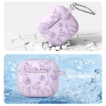 Lerobo Capa Gravada Silicone para AirPods 3ª Geração com Mosquetão (Lavanda)