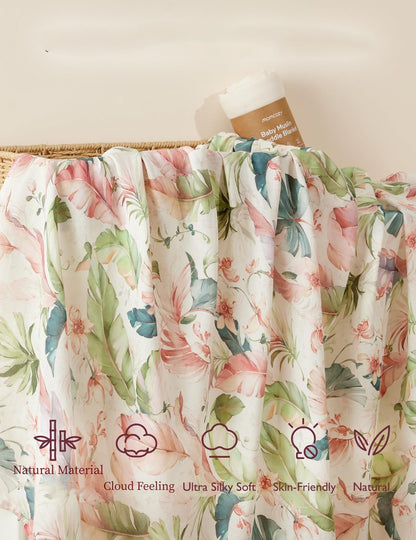 Momcozy Manta Swaddle Muslin Algodão Bamboo 119 cm Bege Floral 2 un