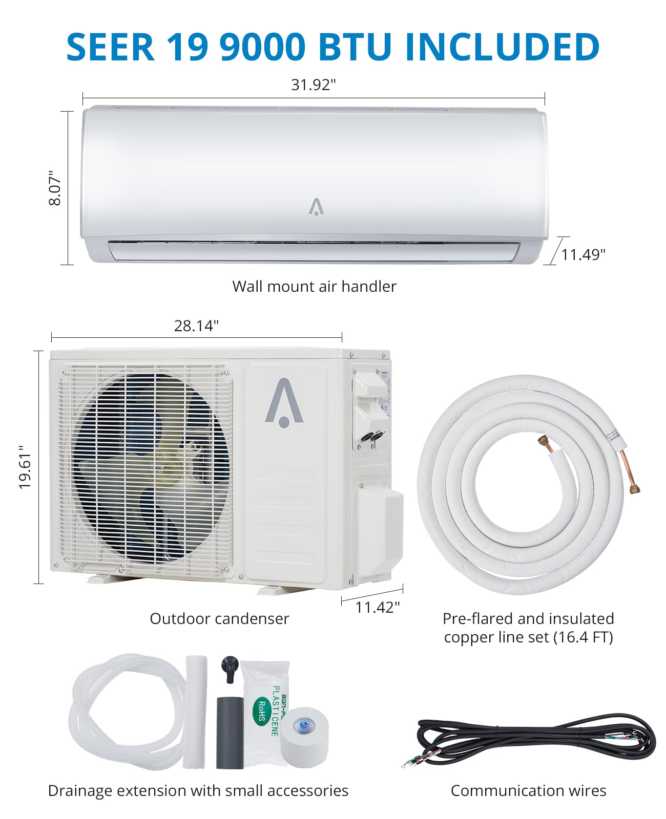 Takywep Ar-Condicionado Split Inverter 9.000 BTUs Frio/Quente 115V Branco