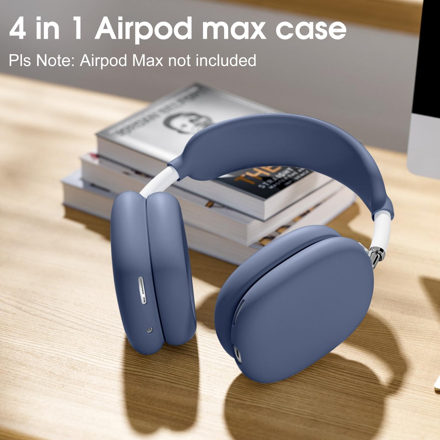 Lerobo Capa Silicone p/ Fones AirPods Max Anti-Riscos (Cinza Azu)