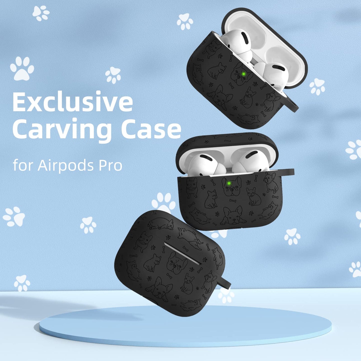 Lerobo Capa Gravada Silicone para AirPods Pro 2ª/1ª Geração USB-C (Preto)