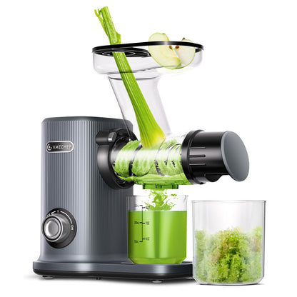 AMZCHEF Juicer Centrífuga com Triturador Espiral, Motor Silencioso (Pálido)