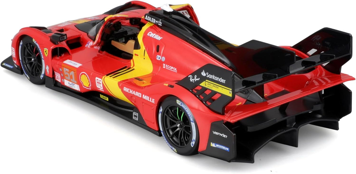 Bburago 1:24 Ferrari 499P LMH (2023) Modelo Die-Cast Detalhado