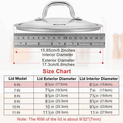 Duxtop Tampa de Vidro para Panelas de 1.6Qt, Aço Inox e Vidro (6-3/4")