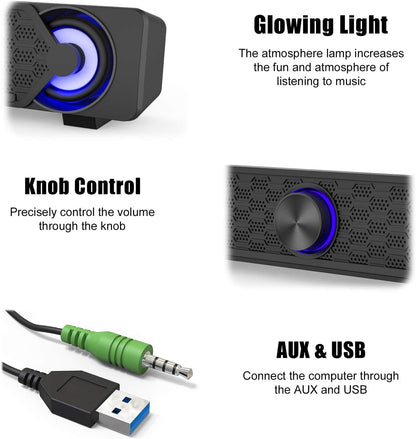 Alto-falantes Smalody para computador Mini barra de som LED