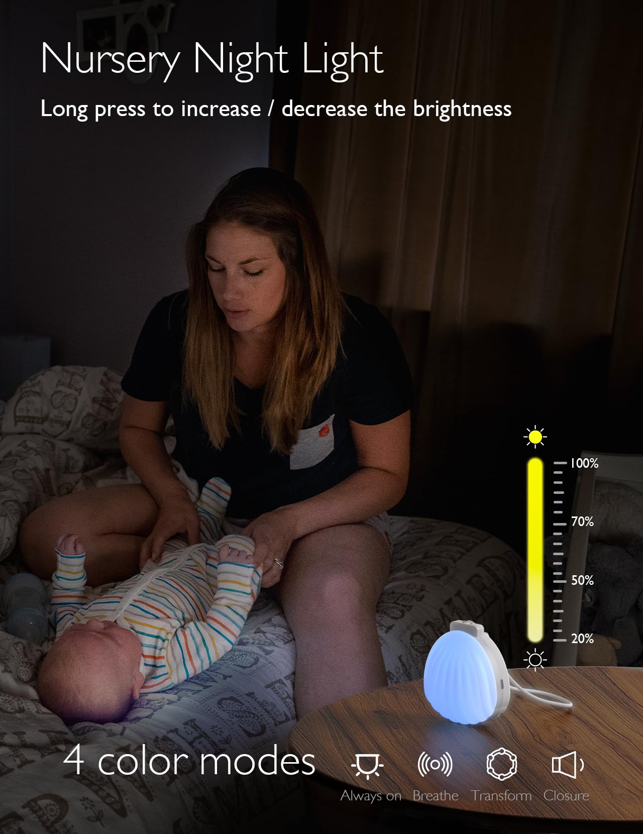 Momcozy Máquina de Som Portátil Little Shell com Luz Noturna e 15 Sons