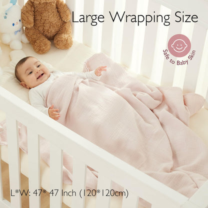 Momcozy Cobertor Muslin Algodão Orgânico 4 Camadas 119 cm Blush