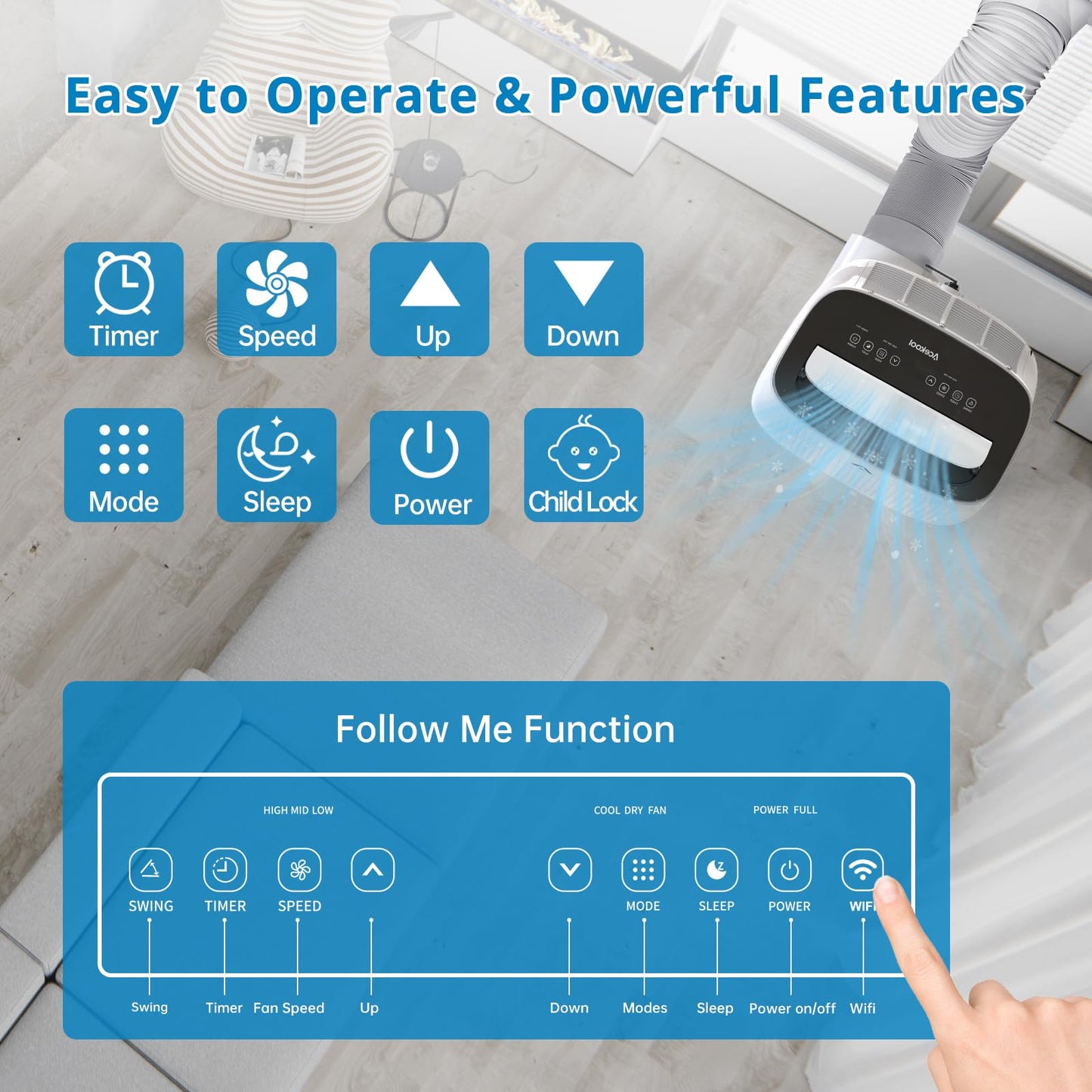 Takywep Ar-Condicionado Portátil 14.000 BTU 3 em 1 com Controle Remoto