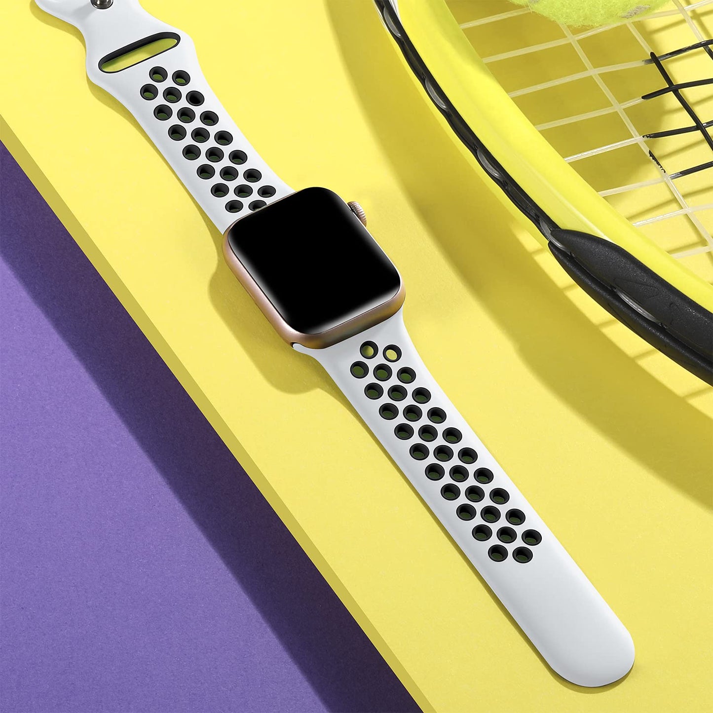 Lerobo Pulseira Silicone Compatível com Apple Watch Ultra 49mm (Branco/Preto)