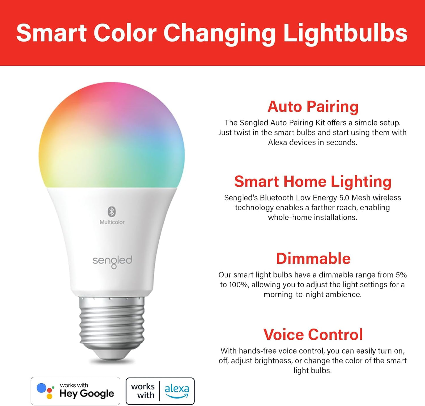 Sengled Lâmpada LED Inteligente Colorida Compatível com Alexa 8.7W (Multicolor)