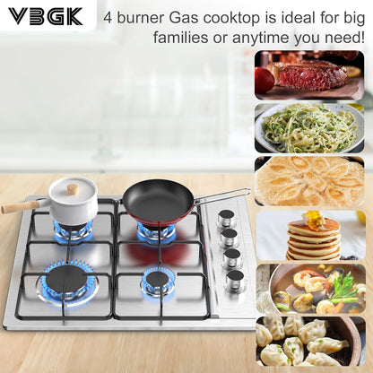 VBGK Cooktop a Gás 4 Bocas 30" NG/LPG Conversível com Proteção FFD