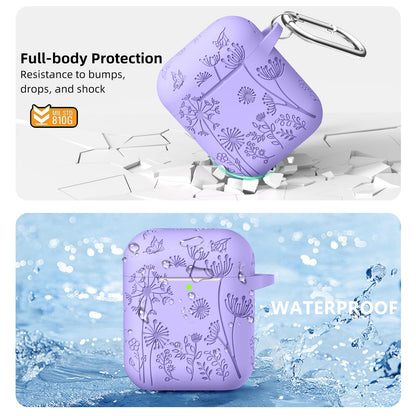 Lerobo Capa Protetora de Silicone Gravada para AirPods 1/2 (Azul Violeta)